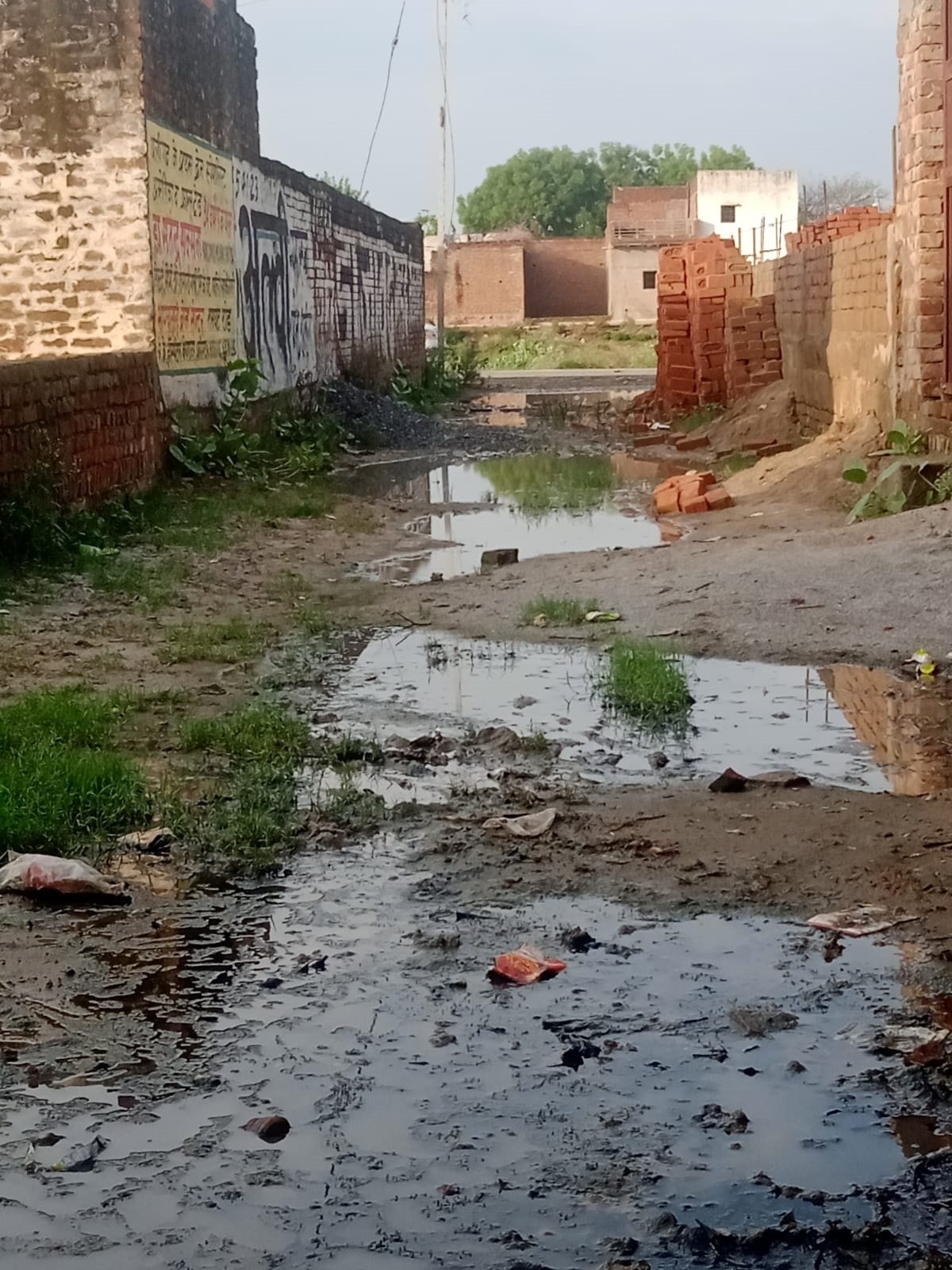 वर्षा के पानी से सड़कों पर होती कीचड़युक्त